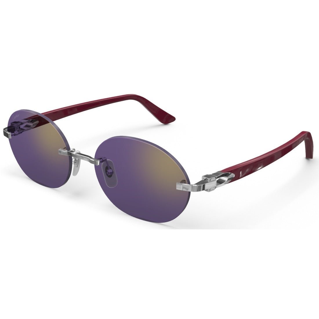 CARTIER DECOR C ACETATE BURGUNDY - OVAL - PLATINUM/PURPLE - PARIS LUNETIER