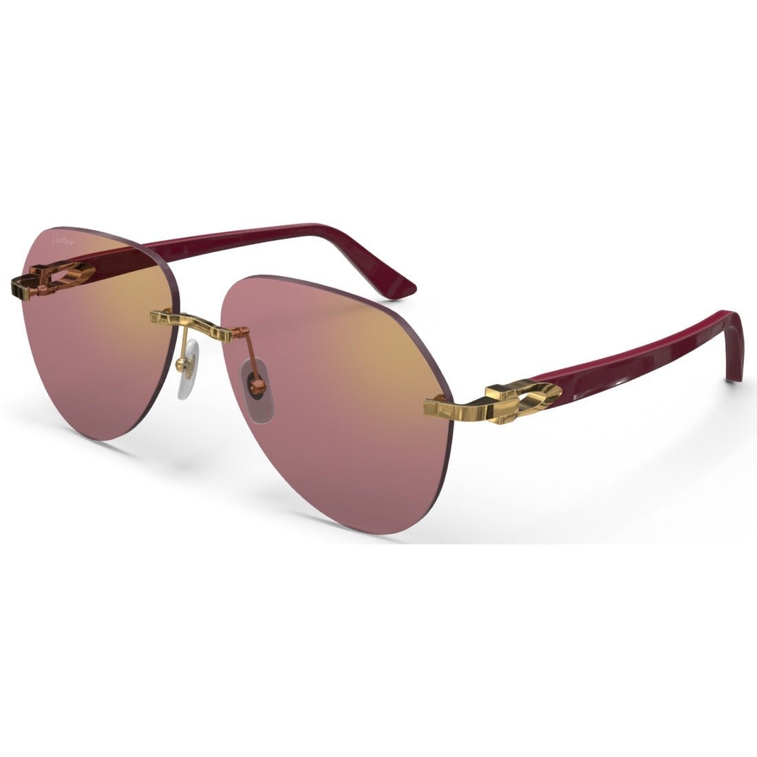 CARTIER DECOR C ACETATE BURGUNDY - PILOT - GOLD/BURGUNDY - PARIS LUNETIER