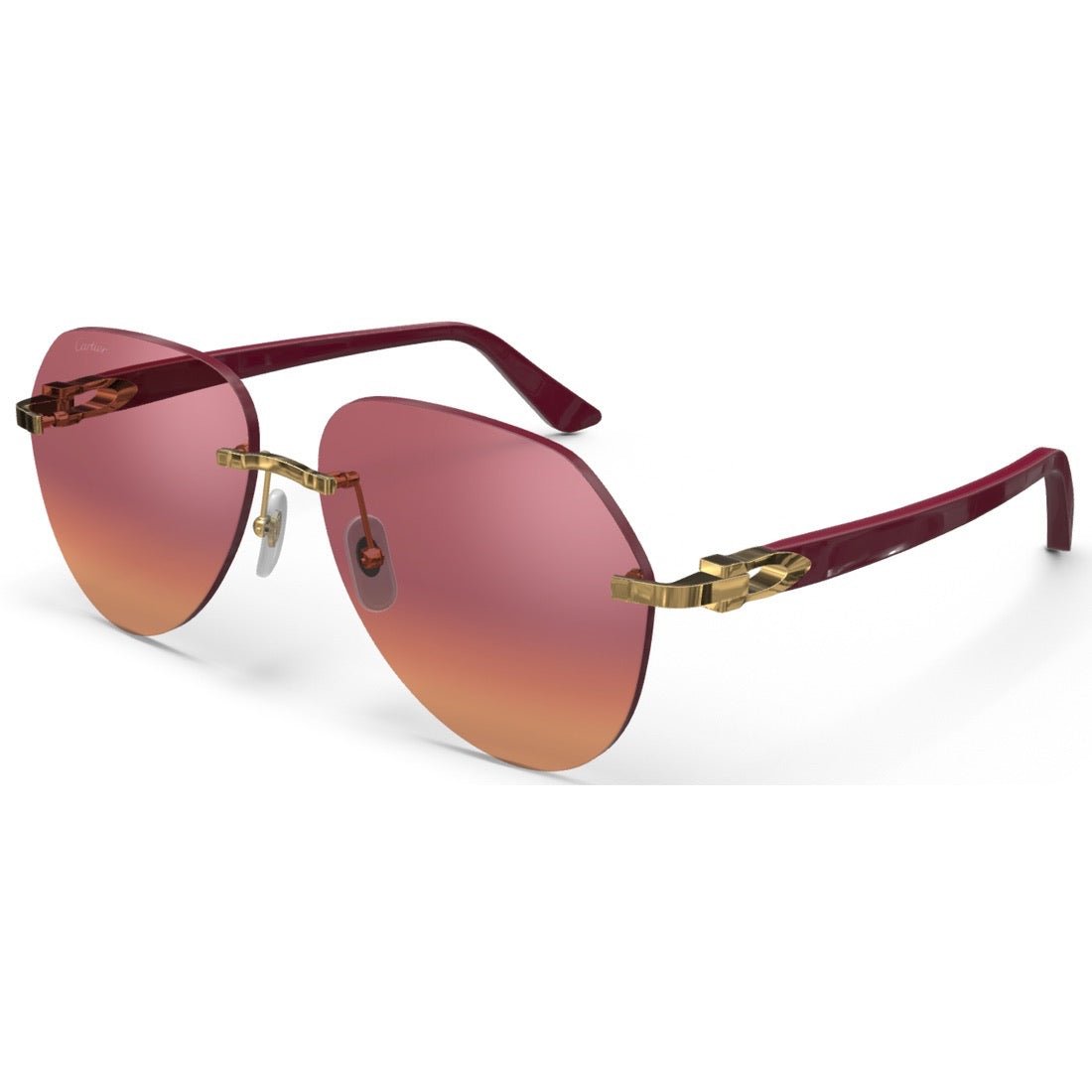 CARTIER DECOR C ACETATE BURGUNDY - PILOT - GOLD/GRADIENT BURGUNDY - PARIS LUNETIER