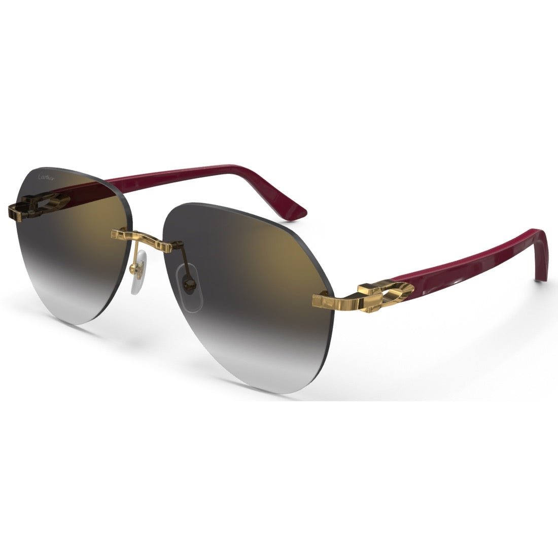 CARTIER DECOR C ACETATE BURGUNDY - PILOT - GOLD/GRADIENT GRAY display picture 1
