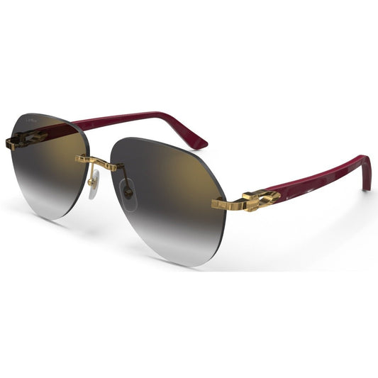 CARTIER DECOR C ACETATE BURGUNDY - PILOT - GOLD/GRADIENT GREY - PARIS LUNETIER