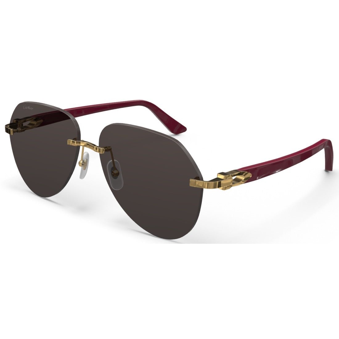 CARTIER DECOR C ACETATE BURGUNDY - PILOT - GOLD/GREY - PARIS LUNETIER