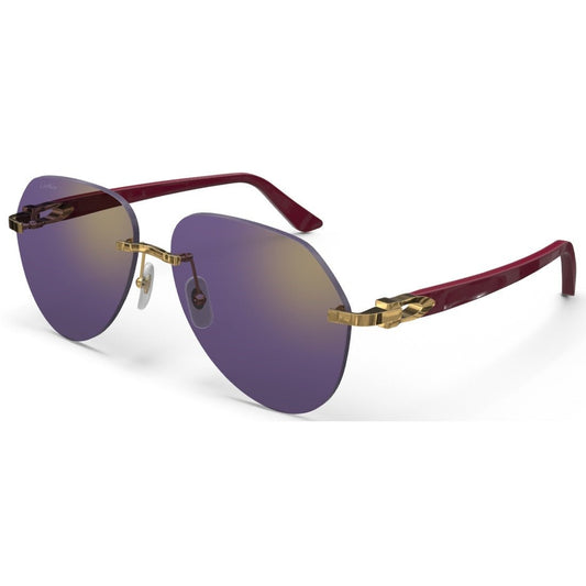 CARTIER DECOR C ACETATE BURGUNDY - PILOT - GOLD/PURPLE - PARIS LUNETIER