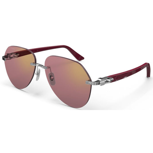 CARTIER DECOR C ACETATE BURGUNDY - PILOT - PLATINUM/BURGUNDY - PARIS LUNETIER