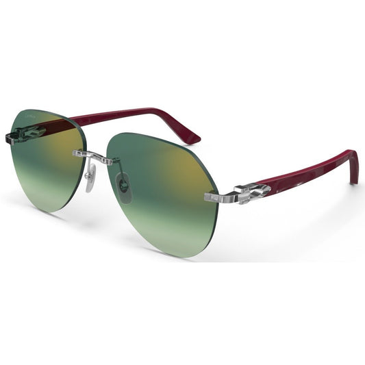 CARTIER DECOR C ACETATE BURGUNDY - PILOT - PLATINUM/GRADIENT GREEN - PARIS LUNETIER