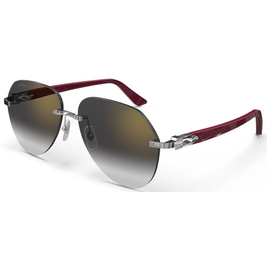 CARTIER DECOR C ACETATE BURGUNDY - PILOT - PLATINUM/GRADIENT GREY - PARIS LUNETIER