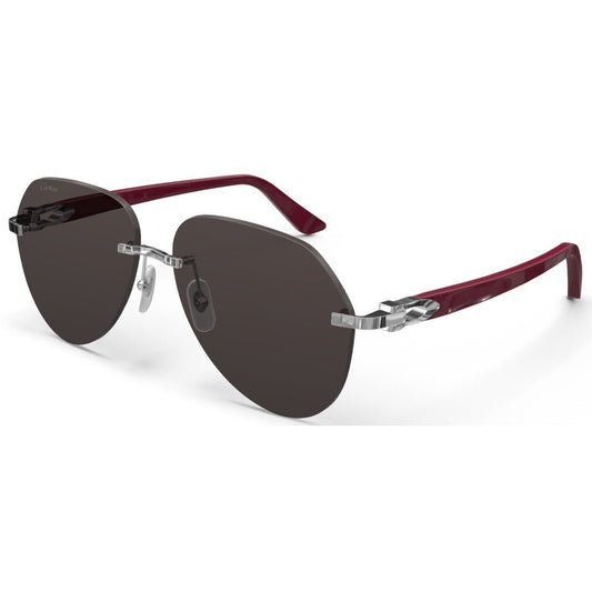 CARTIER DECOR C ACETATE BURGUNDY - PILOT - PLATINUM/GREY - PARIS LUNETIER