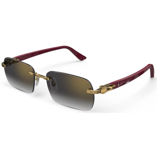 CARTIER DECOR C ACETATE BURGUNDY - RECTANGULAR - GOLD/GRADIENT GREY - PARIS LUNETIER