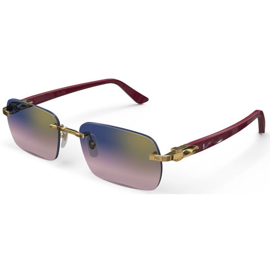 CARTIER DECOR C ACETATE BURGUNDY - RECTANGULAR - GOLD/GRADIENT PURPLE - PARIS LUNETIER