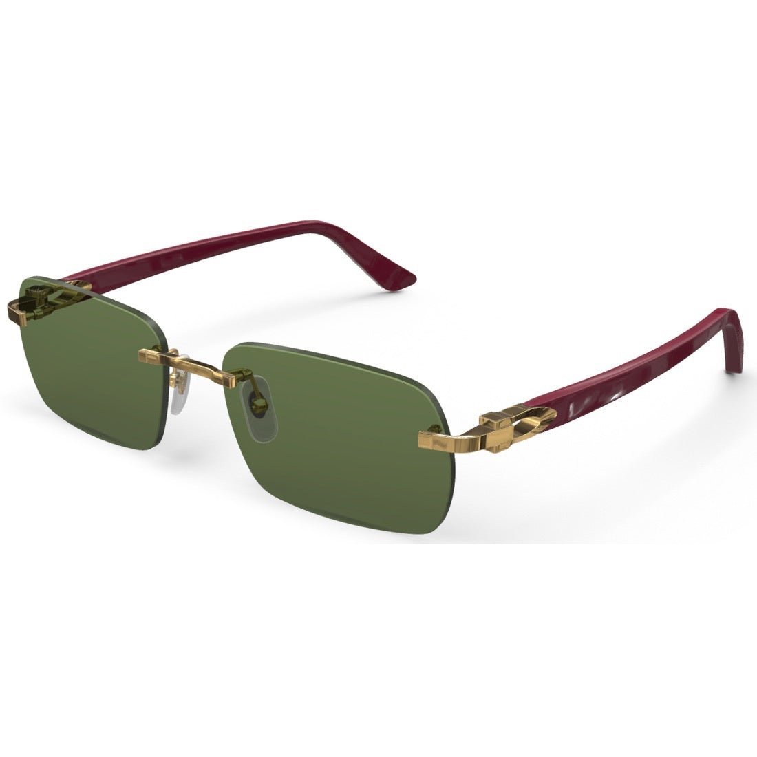 CARTIER DECOR C ACETATE BURGUNDY - RECTANGULAR - GOLD/GREEN - PARIS LUNETIER