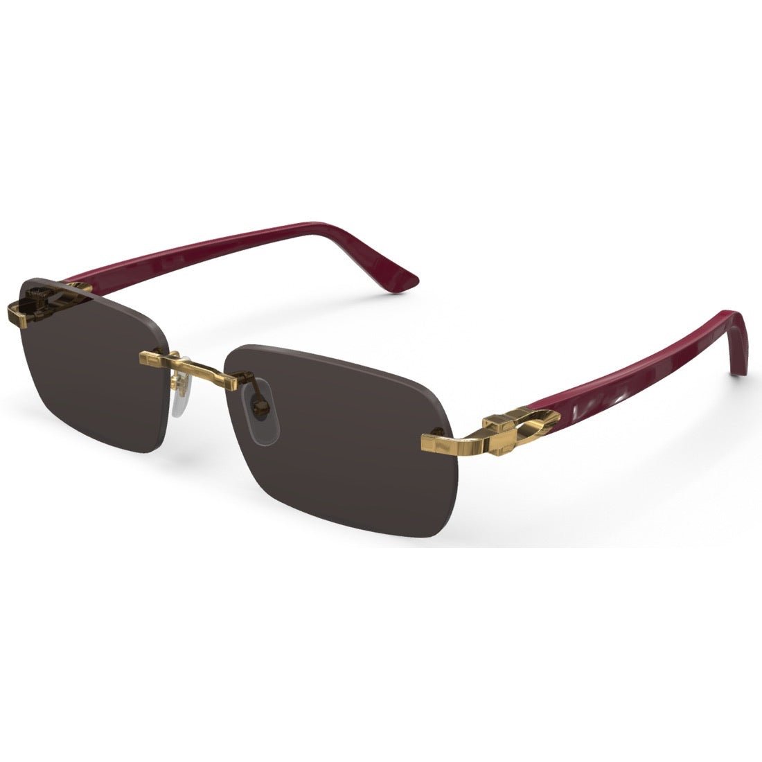 CARTIER DECOR C ACETATE BURGUNDY - RECTANGULAR - GOLD/GREY - PARIS LUNETIER