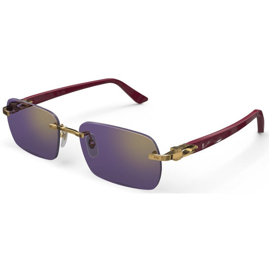 CARTIER DECOR C ACETATE BURGUNDY - RECTANGULAR - GOLD/PURPLE - PARIS LUNETIER