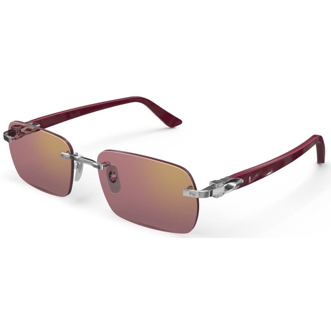 CARTIER DECOR C ACETATE BURGUNDY - RECTANGULAR - PLATINUM/BURGUNDY - PARIS LUNETIER