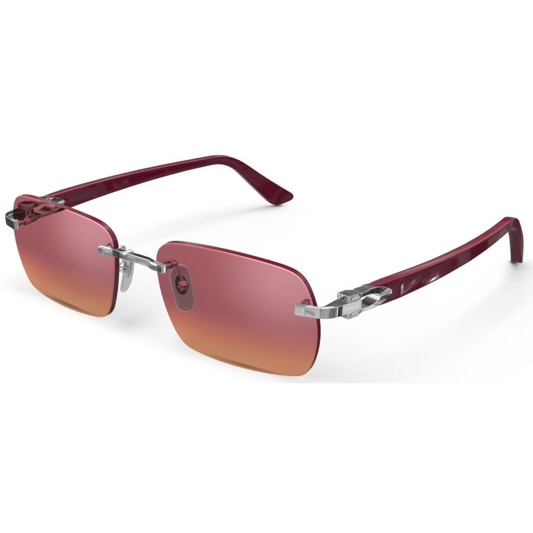 CARTIER DECOR C ACETATE BURGUNDY - RECTANGULAR - PLATINUM/GRADIENT BURGUNDY - PARIS LUNETIER