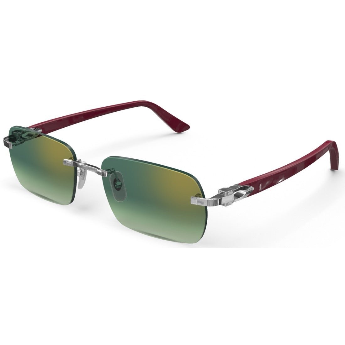 CARTIER DECOR C ACETATE BURGUNDY - RECTANGULAR - PLATINUM/GRADIENT GREEN - PARIS LUNETIER