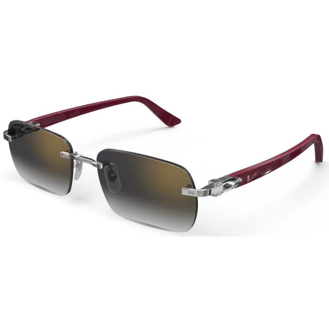 CARTIER DECOR C ACETATE BURGUNDY - RECTANGULAR - PLATINUM/GRADIENT GREY - PARIS LUNETIER