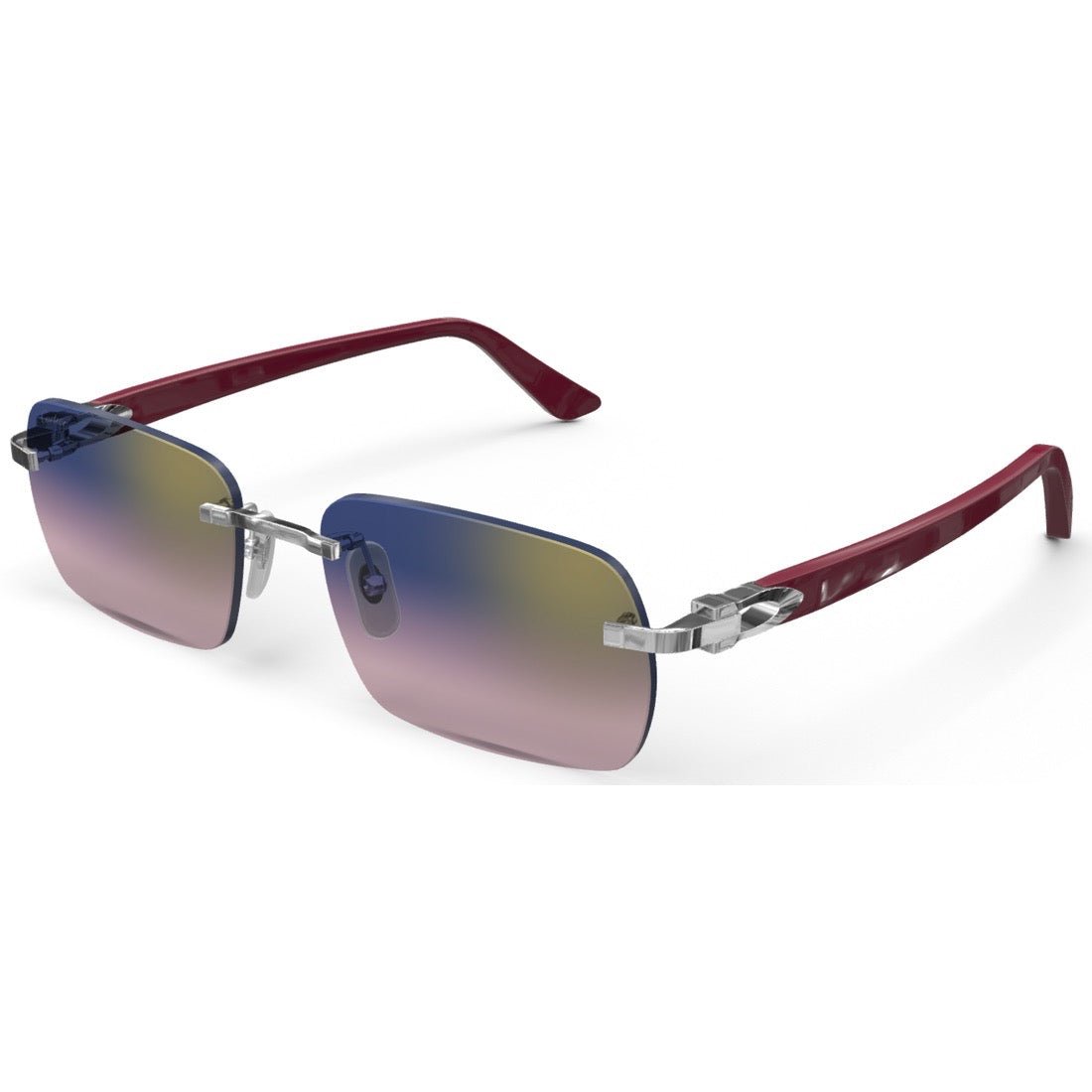 CARTIER DECOR C ACETATE BURGUNDY - RECTANGULAR - PLATINUM/GRADIENT PURPLE - PARIS LUNETIER