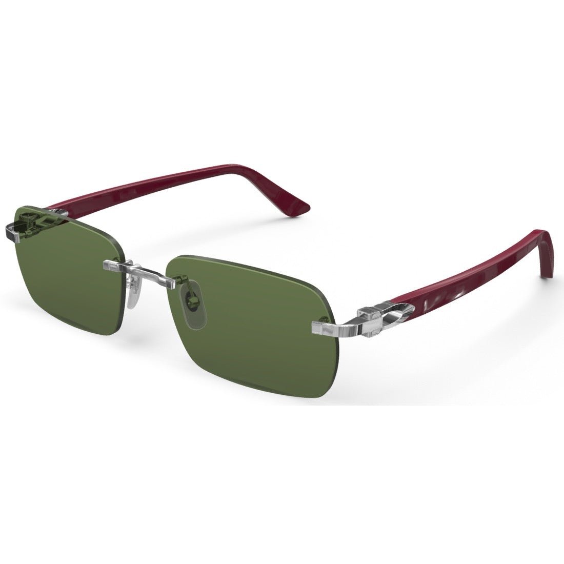 CARTIER DECOR C ACETATE BURGUNDY - RECTANGULAR - PLATINUM/GREEN - PARIS LUNETIER