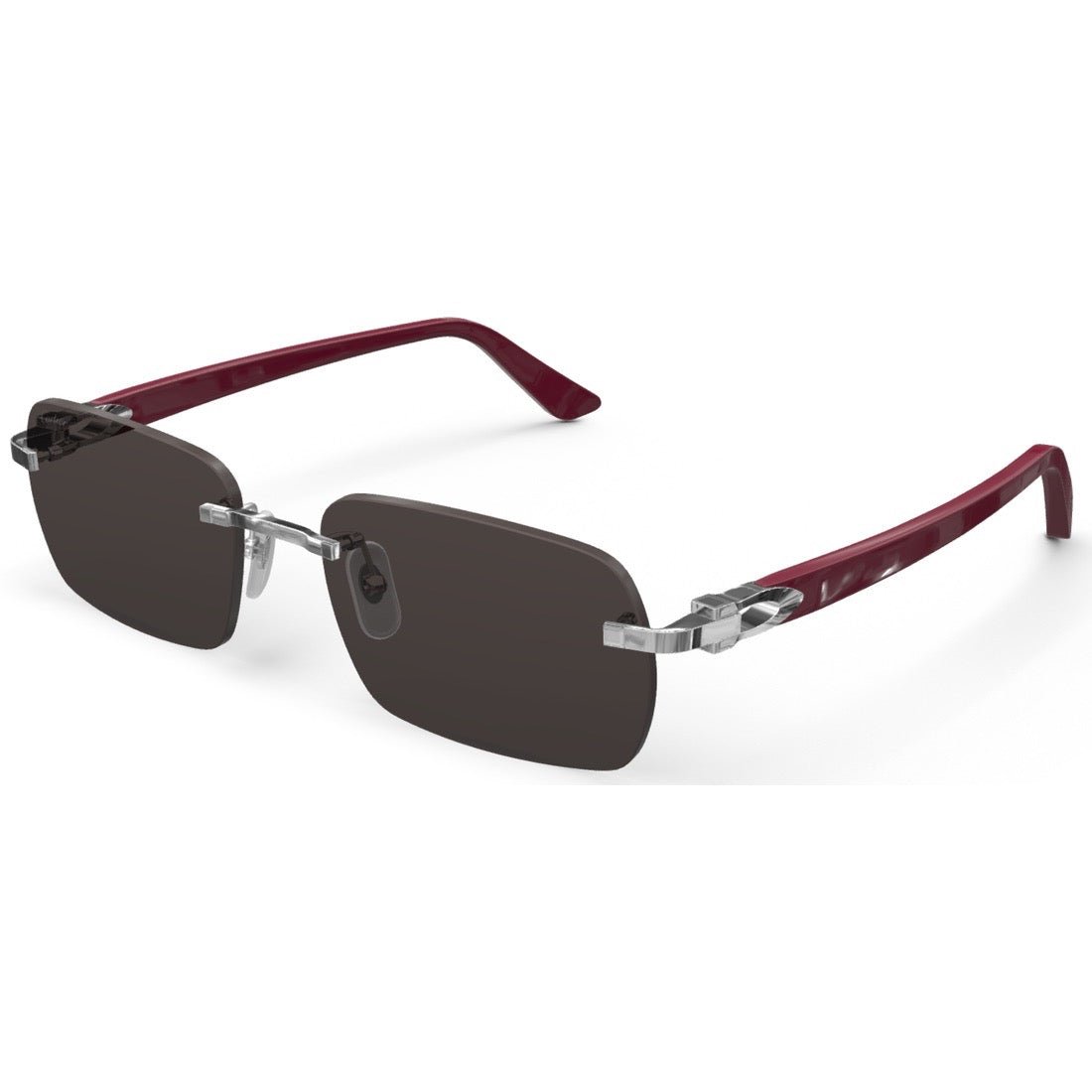 CARTIER DECOR C ACETATE BURGUNDY - RECTANGULAR - PLATINUM/GREY - PARIS LUNETIER