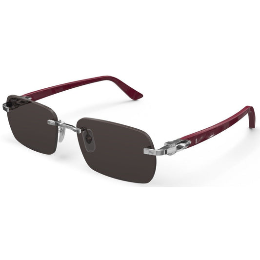 CARTIER DECOR C ACETATE BURGUNDY - RECTANGULAR - PLATINUM/GREY - PARIS LUNETIER