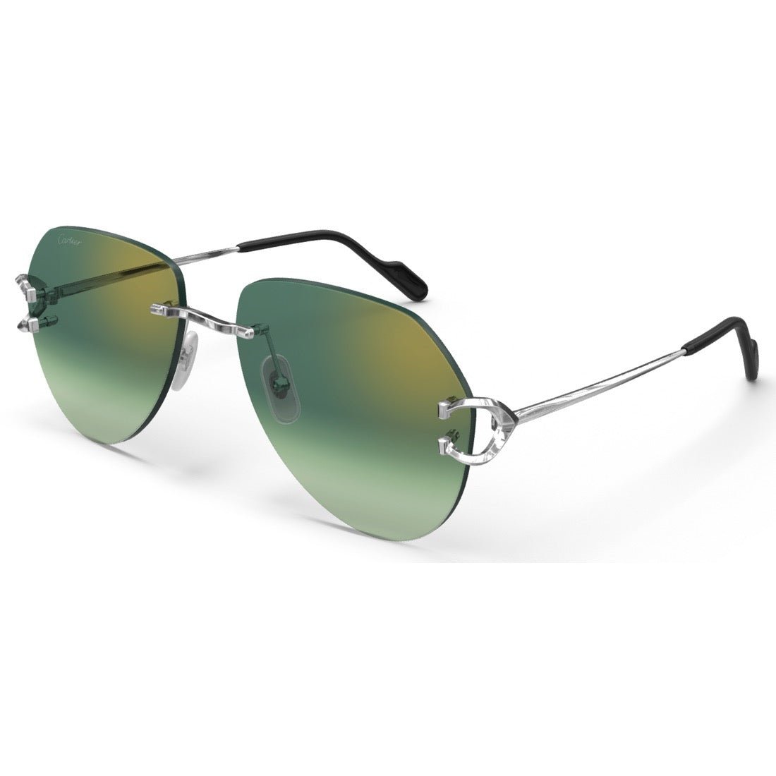 CARTIER DECOR C METAL - PILOT - PLATINUM/GRADIENT GREEN - PARIS LUNETIER