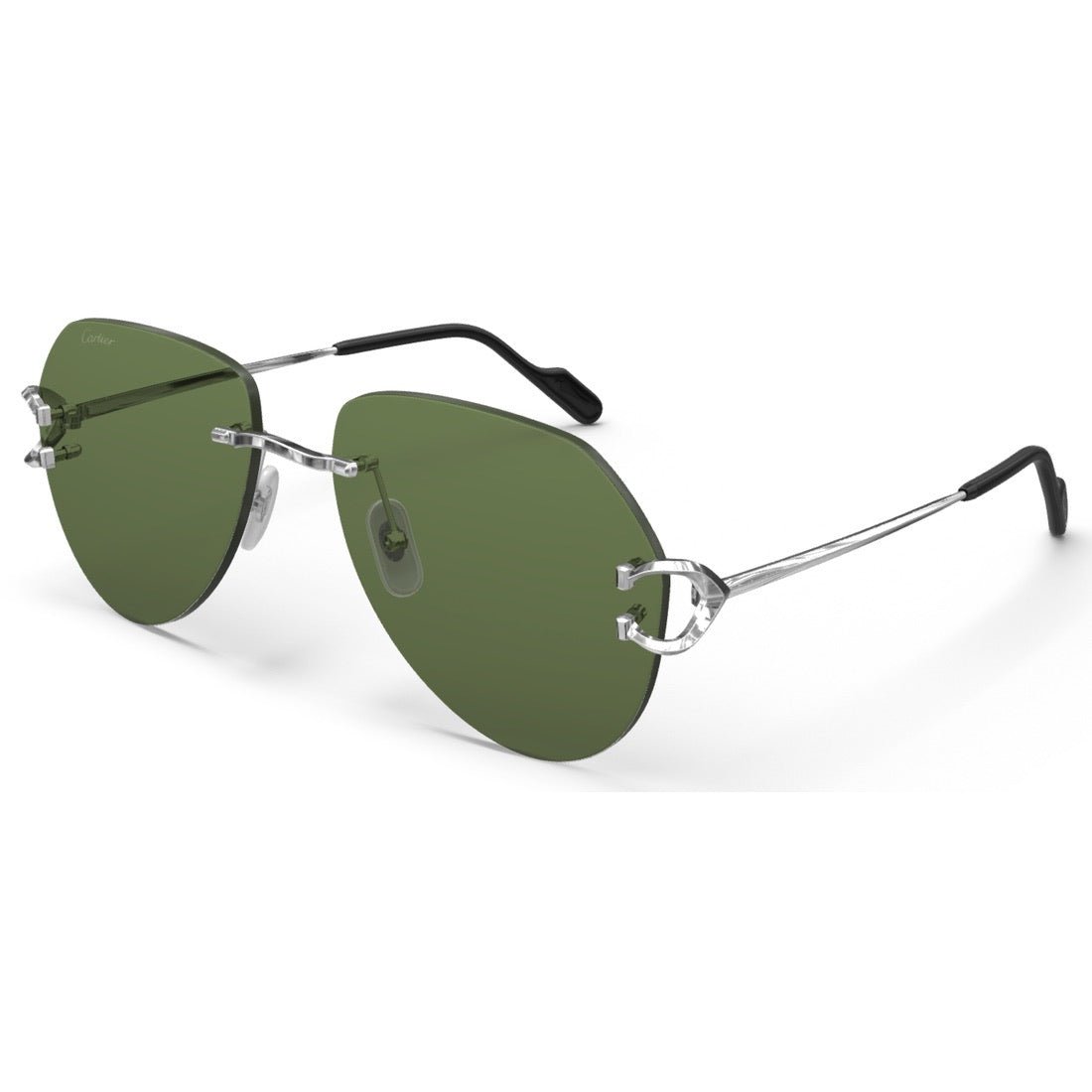 CARTIER DECOR C METAL - PILOT - PLATINUM/GREEN - PARIS LUNETIER