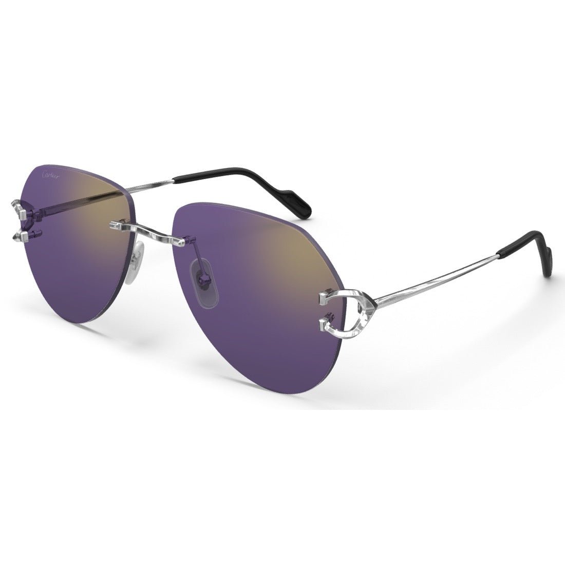 CARTIER DECOR C METAL - PILOT - PLATINUM/PURPLE - PARIS LUNETIER