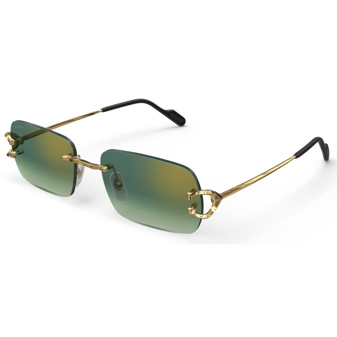 CARTIER DECOR C METAL - RECTANGULAR - GOLD/GRADIENT GREEN - PARIS LUNETIER