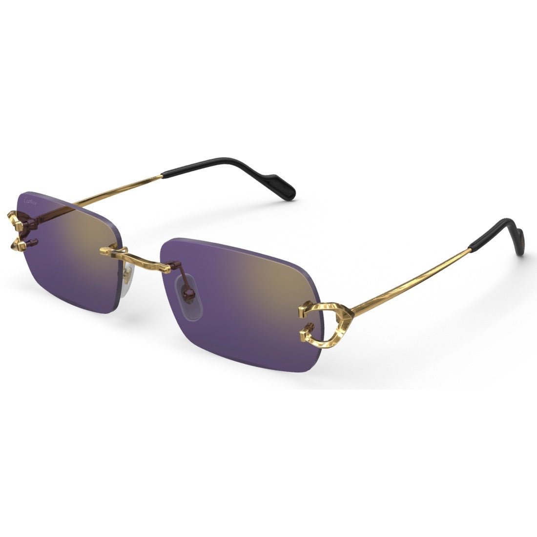 CARTIER DECOR C METAL - RECTANGULAR - GOLD/PURPLE - PARIS LUNETIER