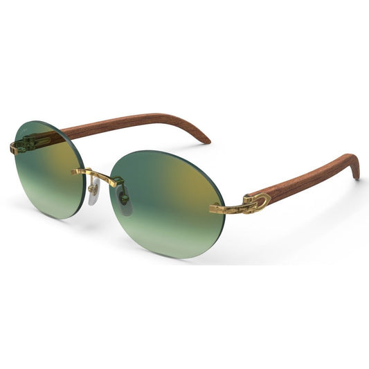 CARTIER DECOR C WOOD BROWN - OVAL - GOLD/GRADIENT GREEN - PARIS LUNETIER