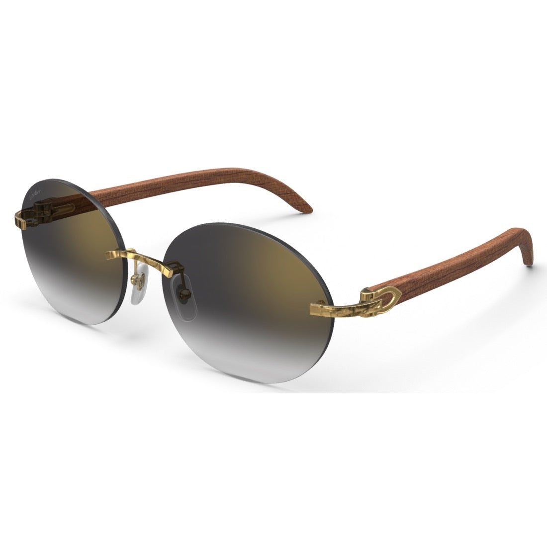 CARTIER DECOR C WOOD BROWN - OVAL - GOLD/GRADIENT GREY - PARIS LUNETIER