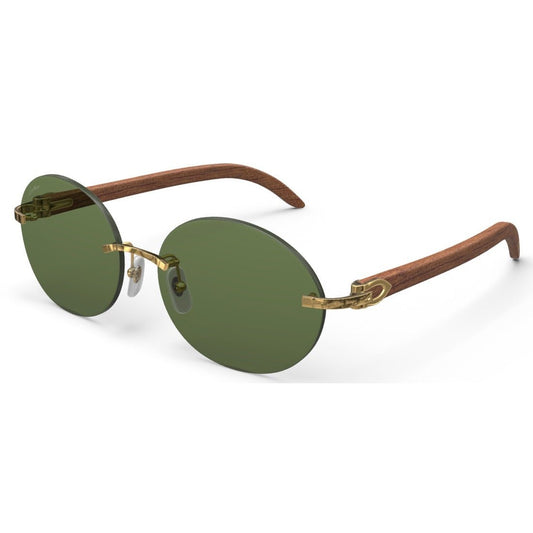 CARTIER DECOR C WOOD BROWN - OVAL - GOLD/GREEN - PARIS LUNETIER