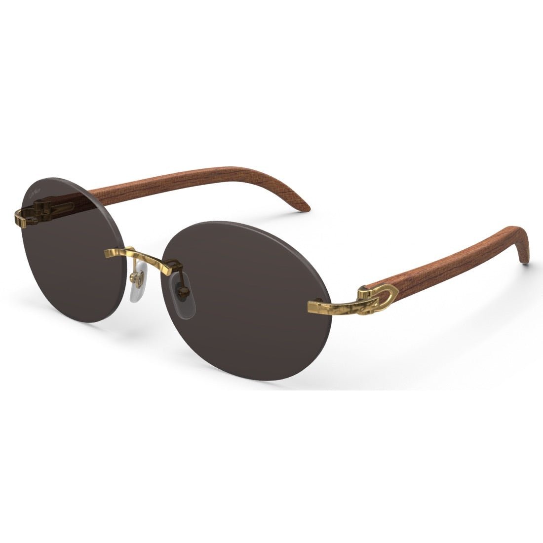 CARTIER DECOR C WOOD BROWN OVAL GOLD/GREY