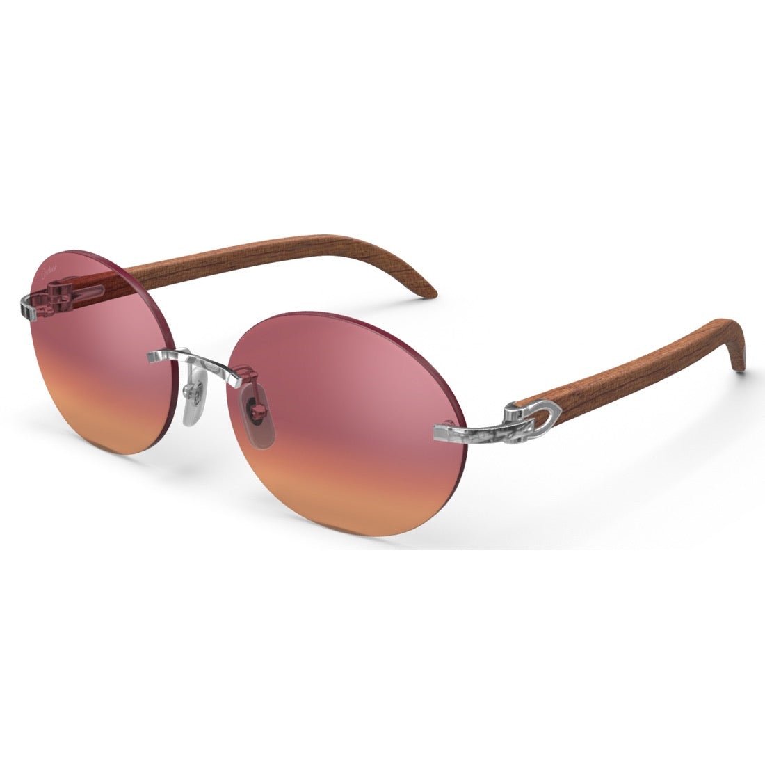 CARTIER DECOR C WOOD BROWN - OVAL - PLATINUM/GRADIENT BURGUNDY - PARIS LUNETIER