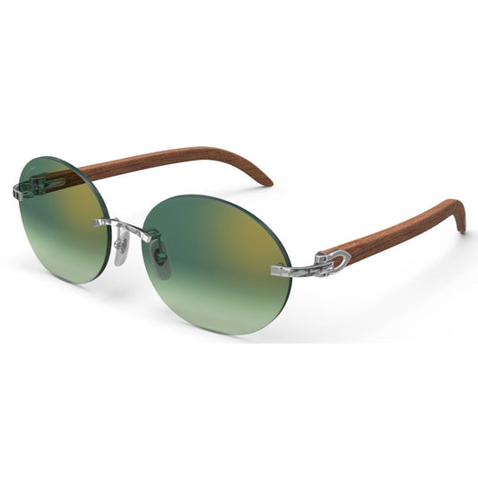 CARTIER DECOR C WOOD BROWN - OVAL - PLATINUM/GRADIENT GREEN - PARIS LUNETIER