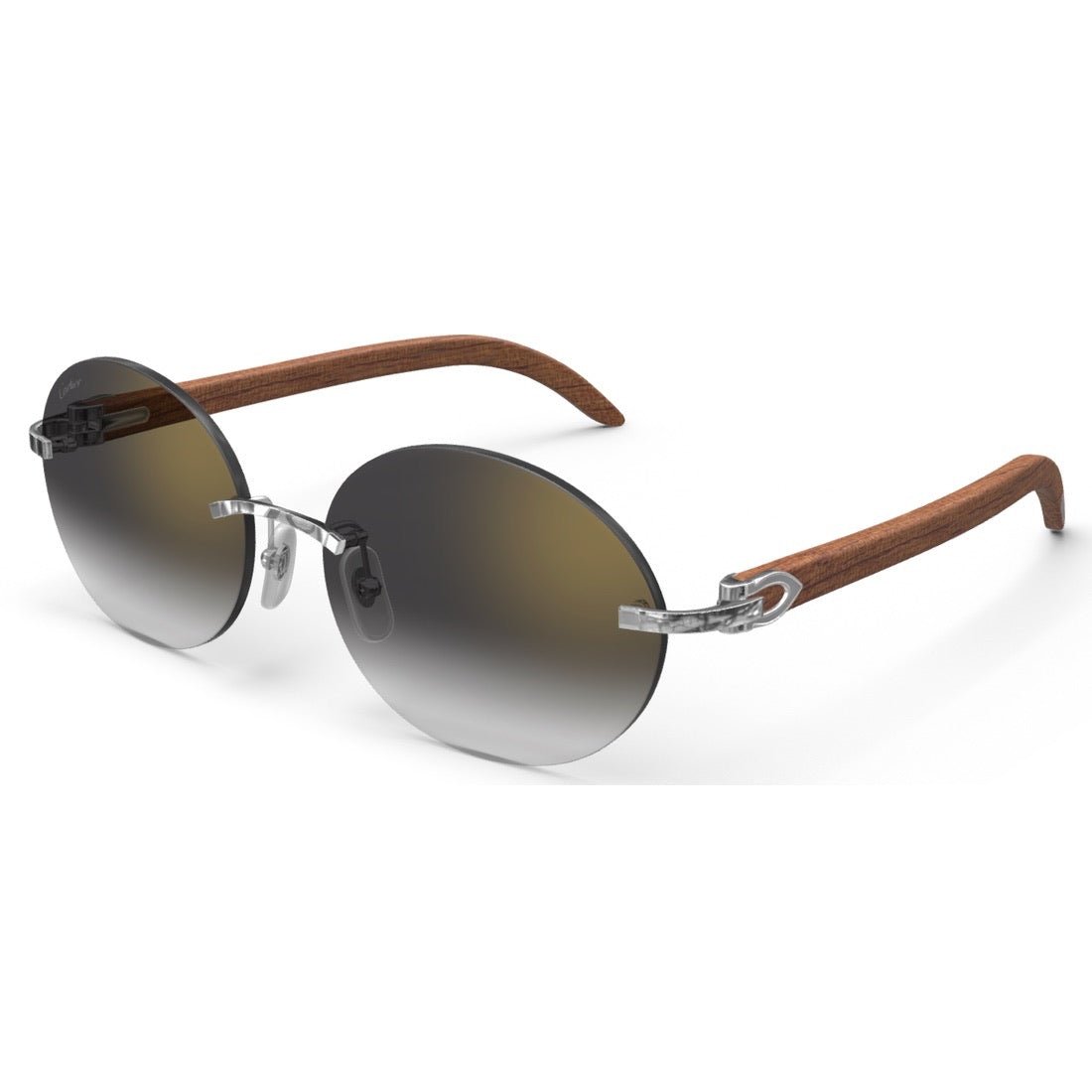 CARTIER DECOR C WOOD BROWN - OVAL - PLATINUM/GRADIENT GREY - PARIS LUNETIER