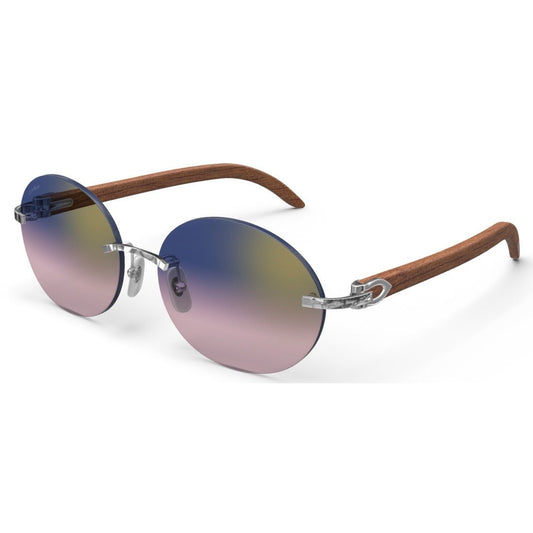 CARTIER DECOR C WOOD BROWN - OVAL - PLATINUM/GRADIENT PURPLE - PARIS LUNETIER