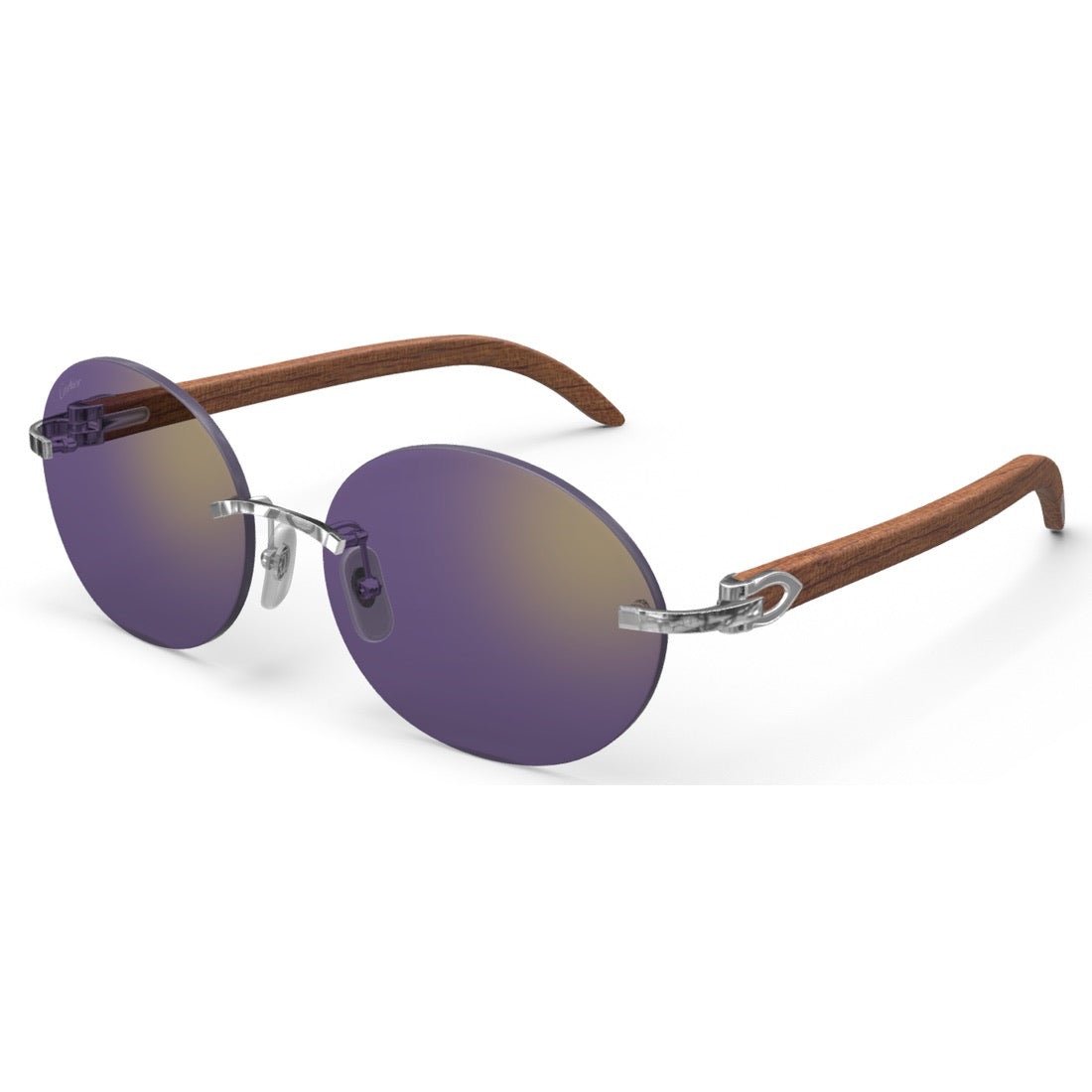 CARTIER DECOR C WOOD BROWN - OVAL - PLATINUM/PURPLE - PARIS LUNETIER