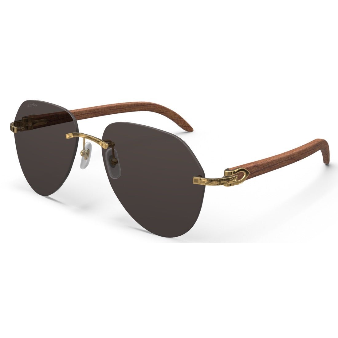 CARTIER DECOR C WOOD BROWN - PILOT - GOLD/GREY - PARIS LUNETIER