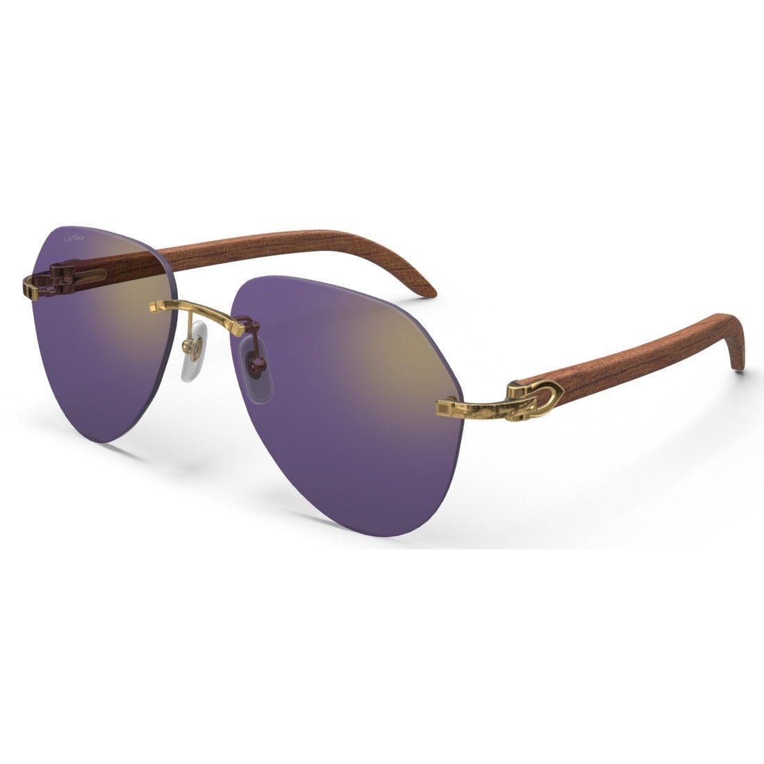 CARTIER DECOR C WOOD BROWN - PILOT - GOLD/PURPLE - PARIS LUNETIER