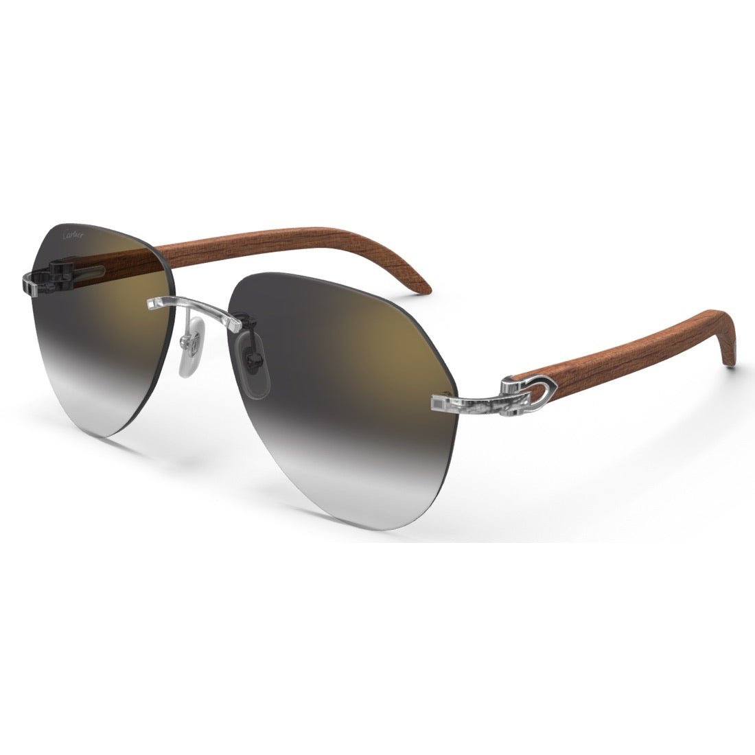 CARTIER DECOR C WOOD BROWN - PILOT - PLATINUM/GRADIENT GREY - PARIS LUNETIER