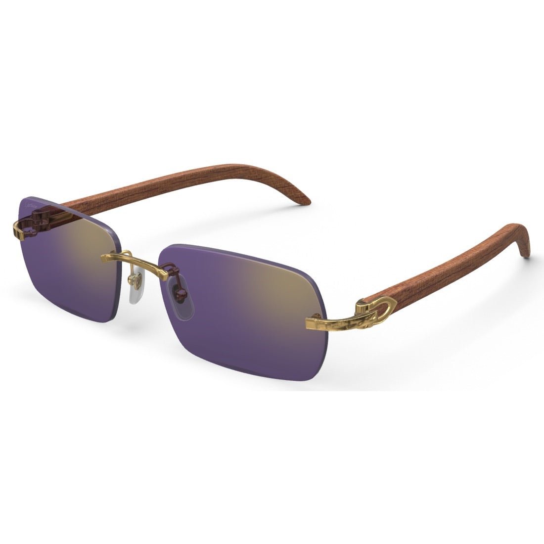 CARTIER DECOR C WOOD BROWN - RECTANGULAR - GOLD/PURPLE - PARIS LUNETIER