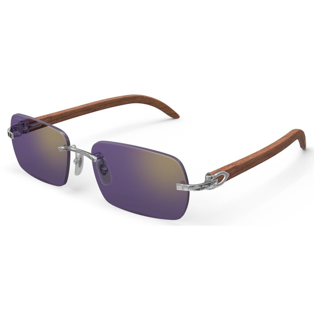 CARTIER DECOR C WOOD BROWN - RECTANGULAR - PLATINUM/PURPLE - PARIS LUNETIER