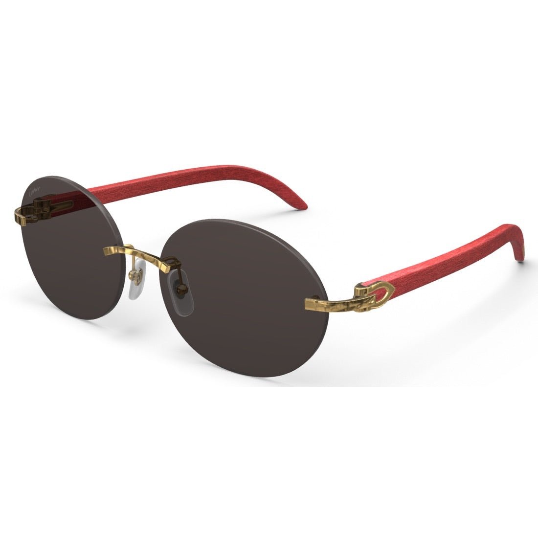 CARTIER DECOR C WOOD BURGUNDY - OVAL - GOLD/GREY - PARIS LUNETIER