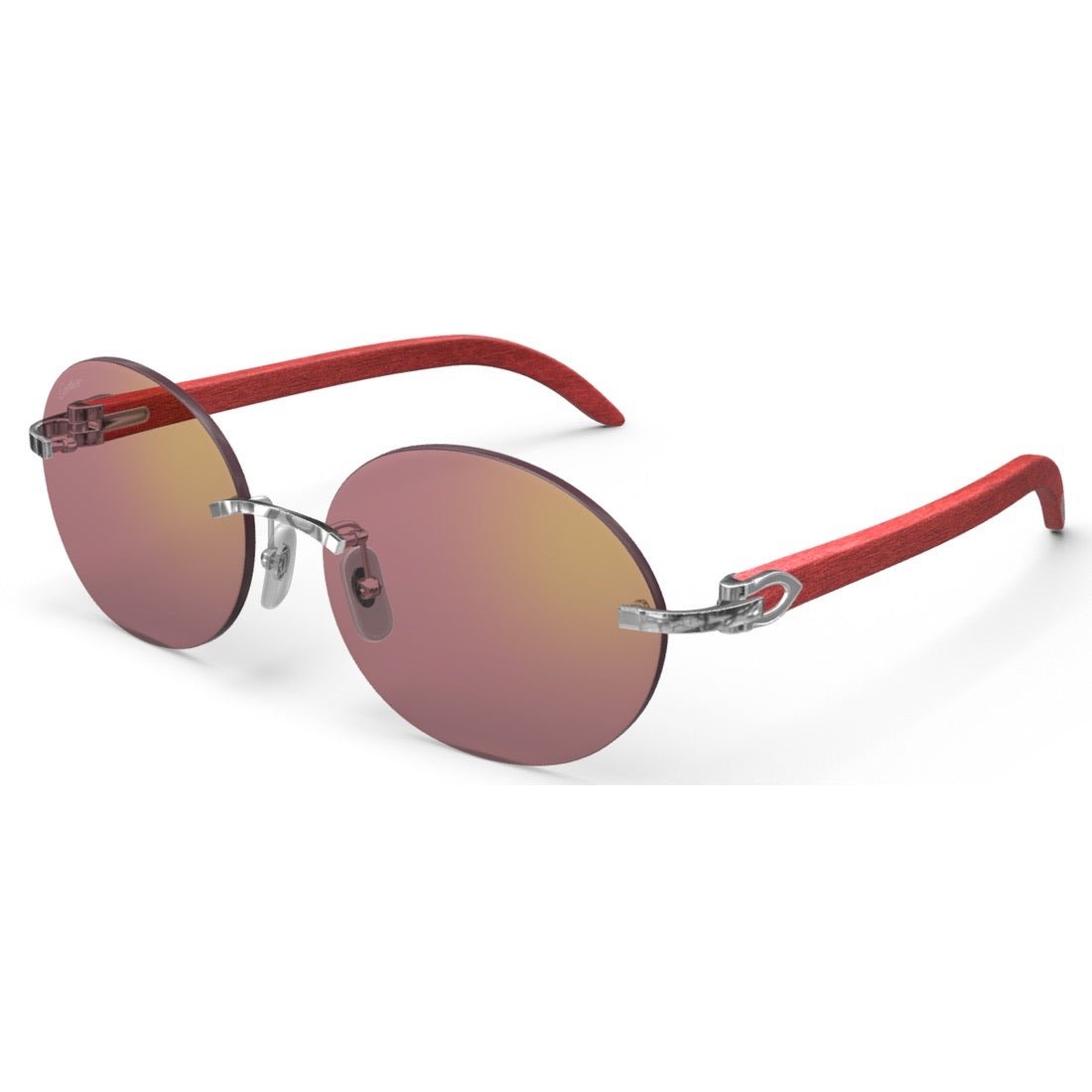 CARTIER DECOR C WOOD BURGUNDY OVAL PLATINUM/BURGUNDY