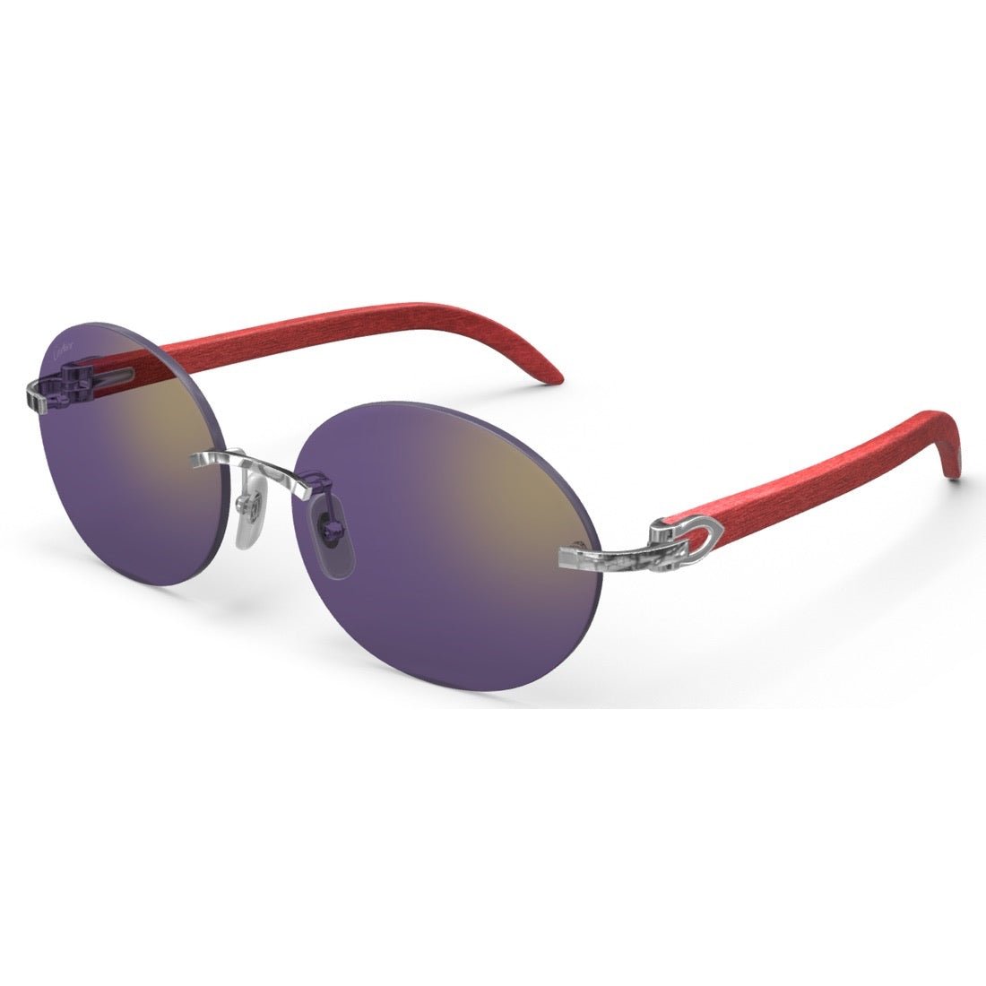 CARTIER DECOR C WOOD BURGUNDY OVAL PLATINUM/PURPLE